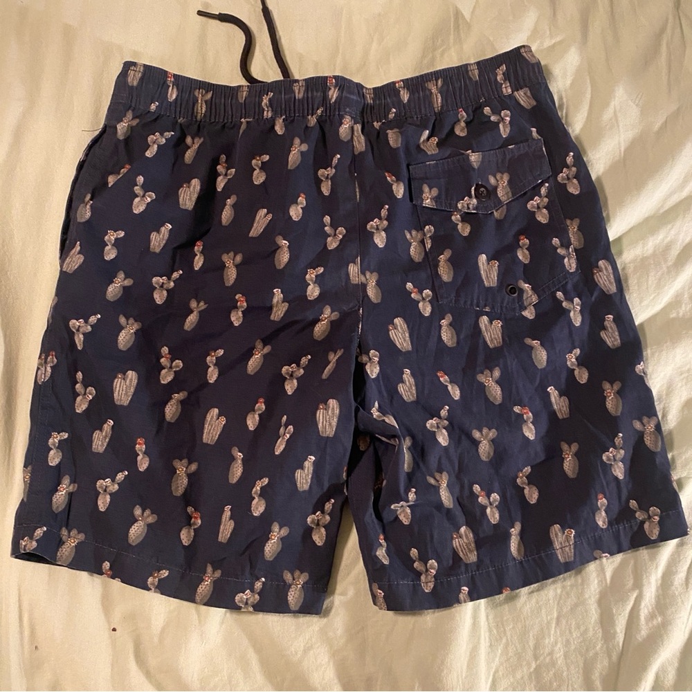 Goodthreads Navy Cactus Pattern Swim Trunks - Picture 5 of 5